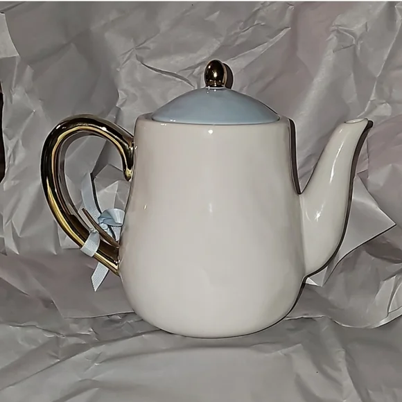 Rae Dunn Disney Cinderella Teapot Blue Lid with Gold Handle - Picture 3 of 9